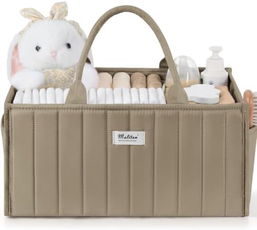 Baby Diaper Caddy Organizer for Changing Table, Brown