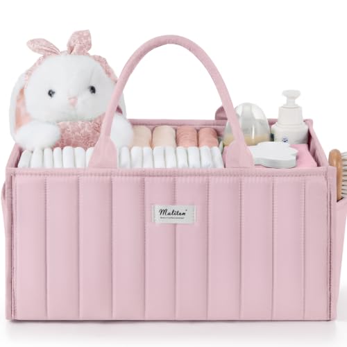 Baby Diaper Caddy Organizer for Changing Table, Pink