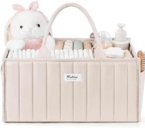 Baby Diaper Caddy Organizer with 2 Side Pockets