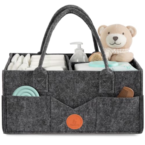 Felt Diaper Caddy Organizer for Changing Table Large, Dark Grey