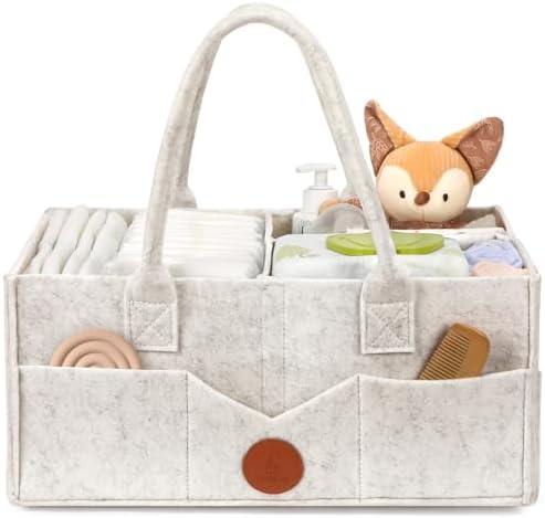 Felt Diaper Caddy Organizer for Changing Table, White