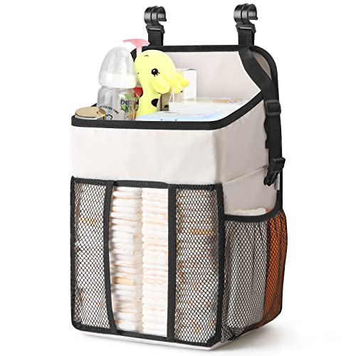 Hanging Diaper Caddy Organizer Hold 52+ Diapers(Beige)