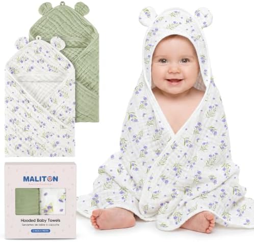 Hooded Baby Towels, Purple Flowers