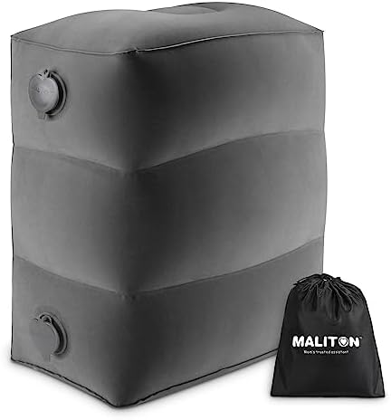 Inflatable Travel Foot Rest Pillow, Dark Grey