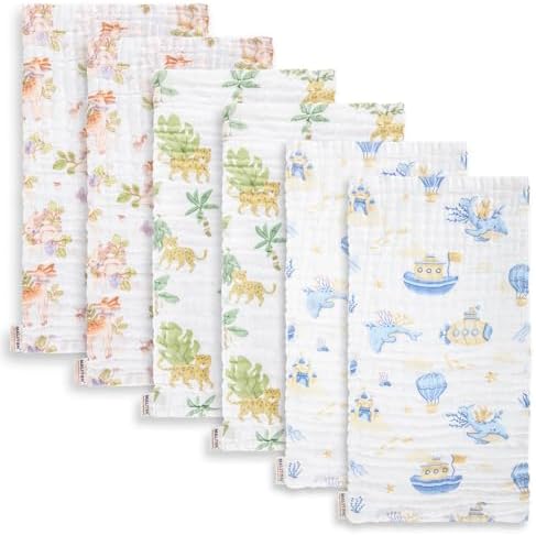 Muslin Baby Burp Cloths, Blue Whale