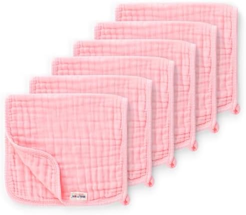 Muslin Burp Cloths for Baby Girl, Pink