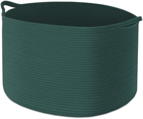 Woven Rope Blanket Basket Living Room, Green